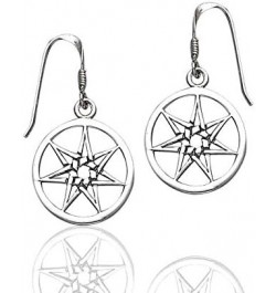 7-Point Elven Faery Star or Pentacle Sterling Silver Hook Earrings $17.91 Earrings