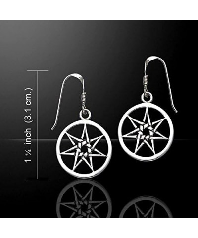 7-Point Elven Faery Star or Pentacle Sterling Silver Hook Earrings $17.91 Earrings