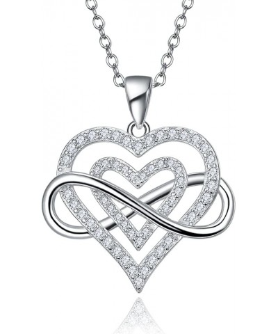 925 Sterling Silver Double Heart Infinity Pendant Necklace $10.25 Necklaces