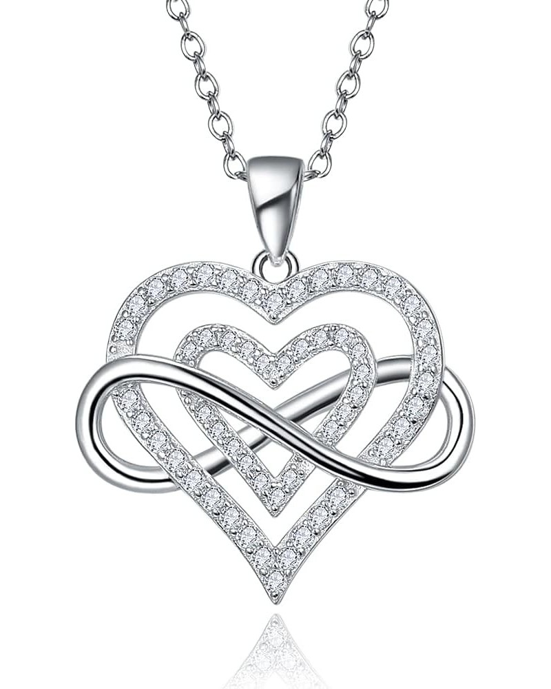 925 Sterling Silver Double Heart Infinity Pendant Necklace $10.25 Necklaces