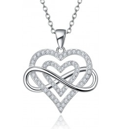 925 Sterling Silver Double Heart Infinity Pendant Necklace $10.25 Necklaces