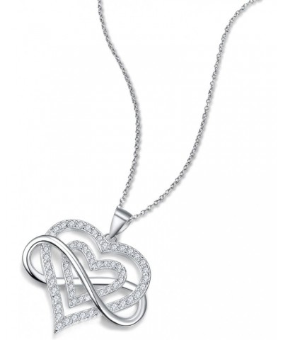 925 Sterling Silver Double Heart Infinity Pendant Necklace $10.25 Necklaces