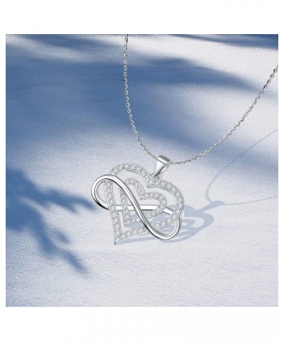 925 Sterling Silver Double Heart Infinity Pendant Necklace $10.25 Necklaces