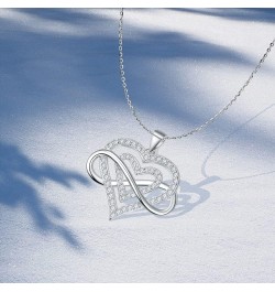 925 Sterling Silver Double Heart Infinity Pendant Necklace $10.25 Necklaces