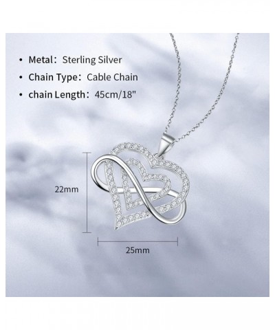 925 Sterling Silver Double Heart Infinity Pendant Necklace $10.25 Necklaces