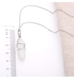 Hand Wired Natural Raw White Quartz Crystal Point Pendant Necklace White Opal $8.66 Necklaces