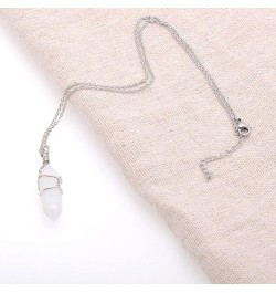 Hand Wired Natural Raw White Quartz Crystal Point Pendant Necklace White Opal $8.66 Necklaces