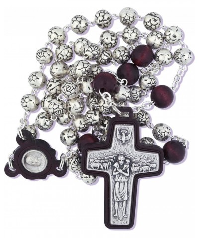 Vatican Imports Pope Francis Rosary with Rosette Beads and Wood Accents - Made in Italy Mahogany $13.67 Necklaces