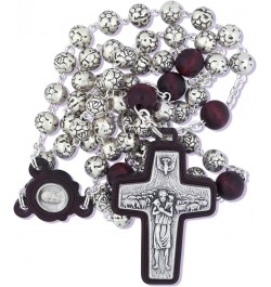 Vatican Imports Pope Francis Rosary with Rosette Beads and Wood Accents - Made in Italy Mahogany $13.67 Necklaces