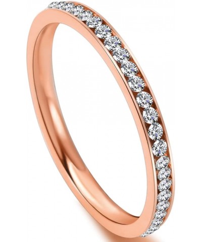 14K Gold Plated Half Eternity Rings for Women | Cubic Zirconia Engagement Ring | Moissanite Wedding Band Rose Gold $6.23 Rings