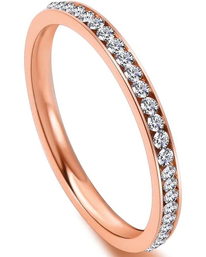 14K Gold Plated Half Eternity Rings for Women | Cubic Zirconia Engagement Ring | Moissanite Wedding Band Rose Gold $6.23 Rings