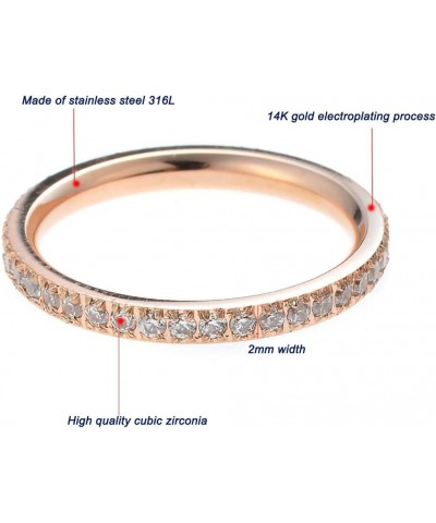 14K Gold Plated Half Eternity Rings for Women | Cubic Zirconia Engagement Ring | Moissanite Wedding Band Rose Gold $6.23 Rings