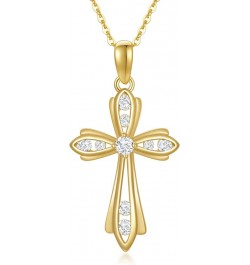 14K Gold Cross Necklace for Women, Real Yellow Gold Filigree Pommy Cross Pendant Necklace, Religion Jewelry for Girls Ladies ...