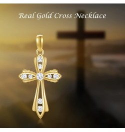 14K Gold Cross Necklace for Women, Real Yellow Gold Filigree Pommy Cross Pendant Necklace, Religion Jewelry for Girls Ladies ...