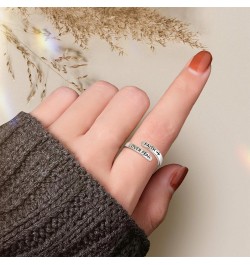 Faith Over Fear Sterling Silver Ring for Women Girls Men Inspirational Ring Cross Wrap Finger Band Open Statement Ring Layere...