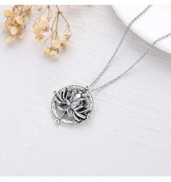 Christmas Gifts Compass Necklace for Women Girl Sterling Silver Lotus Necklace Crystal Necklace Inspirational Gifts for Gradu...