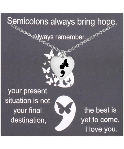 Semicolon Gift Suicide Prevention Awareness Necklace Mental Health Awareness Bracelet Depression Inspired Gifts DepressionNec...