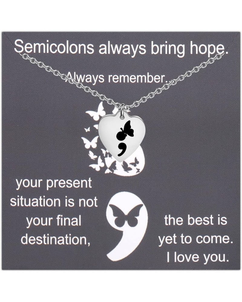 Semicolon Gift Suicide Prevention Awareness Necklace Mental Health Awareness Bracelet Depression Inspired Gifts DepressionNec...