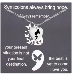 Semicolon Gift Suicide Prevention Awareness Necklace Mental Health Awareness Bracelet Depression Inspired Gifts DepressionNec...