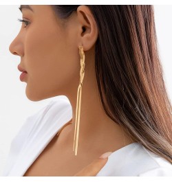 Tassel Earrings Long Gold Dangle Earrings Knotted Snake Chain Dangling Fashion Jewelry Metal Earring for Women Gold $8.00 Ear...