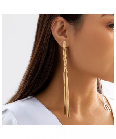 Tassel Earrings Long Gold Dangle Earrings Knotted Snake Chain Dangling Fashion Jewelry Metal Earring for Women Gold $8.00 Ear...