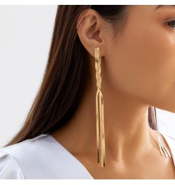 Tassel Earrings Long Gold Dangle Earrings Knotted Snake Chain Dangling Fashion Jewelry Metal Earring for Women Gold $8.00 Ear...