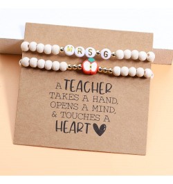 Personalized Teacher Appreciation Gifts Teacher Bracelet for Women, 2 Pcs Wood Beaded Bracelets Elastic Teacher Gifts, New Te...