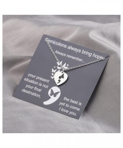 Semicolon Gift Suicide Prevention Awareness Necklace Mental Health Awareness Bracelet Depression Inspired Gifts DepressionNec...