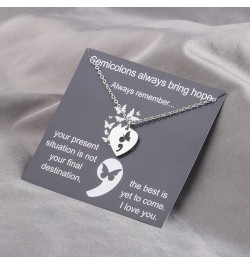 Semicolon Gift Suicide Prevention Awareness Necklace Mental Health Awareness Bracelet Depression Inspired Gifts DepressionNec...