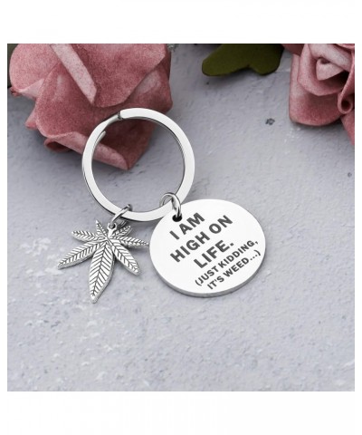 Marijuana Weed Gift Marijuana Leaf Keychain 420 Gift I am High On Life Just Kidding It's Weed Marijuana Pot Leaf Gift Weed Ks...