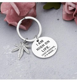 Marijuana Weed Gift Marijuana Leaf Keychain 420 Gift I am High On Life Just Kidding It's Weed Marijuana Pot Leaf Gift Weed Ks...