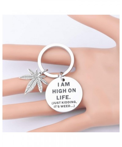 Marijuana Weed Gift Marijuana Leaf Keychain 420 Gift I am High On Life Just Kidding It's Weed Marijuana Pot Leaf Gift Weed Ks...