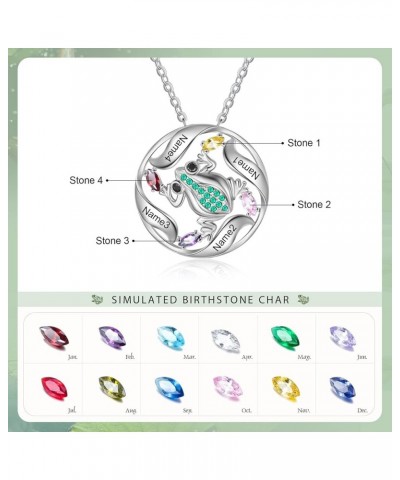 Frog Necklace for Women Personalized Mothers Necklace with Birthstone Custom Circle Pendant Necklace with Kids Name Frog Neck...