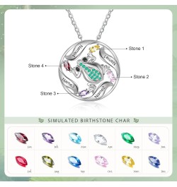 Frog Necklace for Women Personalized Mothers Necklace with Birthstone Custom Circle Pendant Necklace with Kids Name Frog Neck...