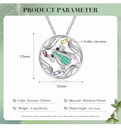 Frog Necklace for Women Personalized Mothers Necklace with Birthstone Custom Circle Pendant Necklace with Kids Name Frog Neck...