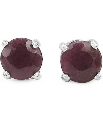 2.10ctw, 6mm Round Genuine Gemstones & Solid .925 Sterling Silver Stud Earrings Ruby $10.19 Earrings