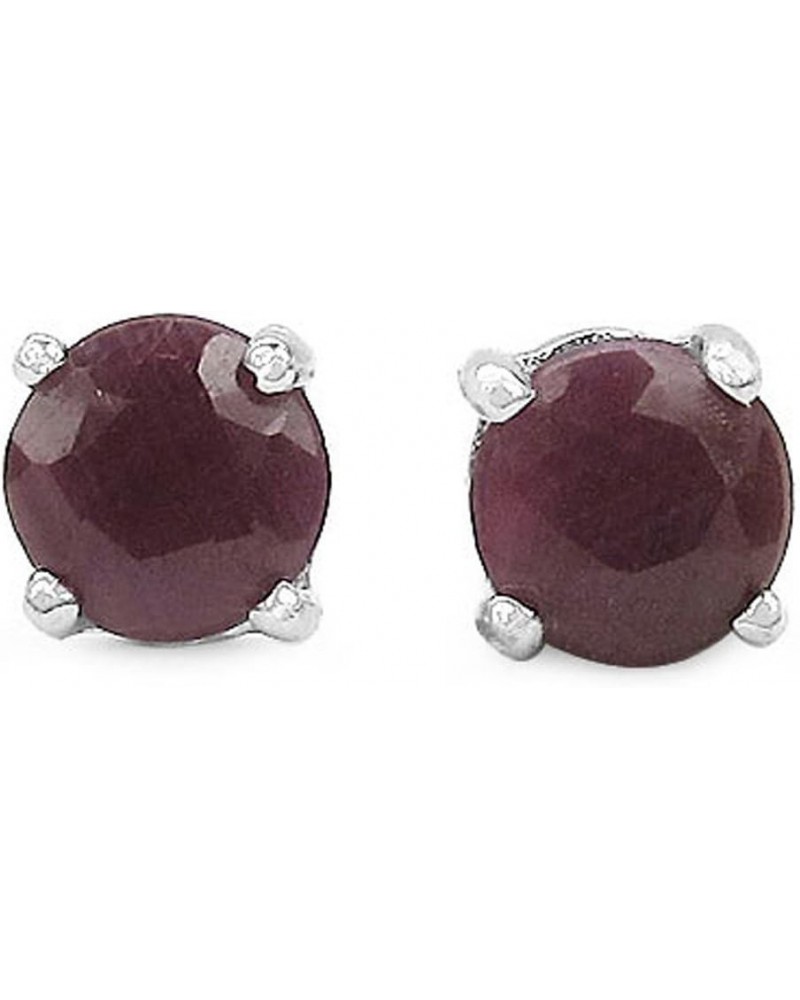 2.10ctw, 6mm Round Genuine Gemstones & Solid .925 Sterling Silver Stud Earrings Ruby $10.19 Earrings