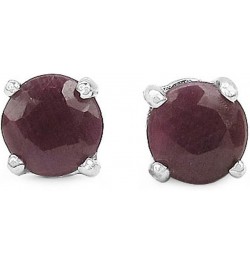 2.10ctw, 6mm Round Genuine Gemstones & Solid .925 Sterling Silver Stud Earrings Ruby $10.19 Earrings