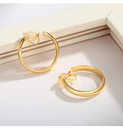 Gold Clip On Hoop Earrings for Women Classic Large Chunky Hoops Clip On Earrings Non Pierced Hoop Earrings Minimalistic Hoop ...