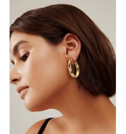 Gold Clip On Hoop Earrings for Women Classic Large Chunky Hoops Clip On Earrings Non Pierced Hoop Earrings Minimalistic Hoop ...