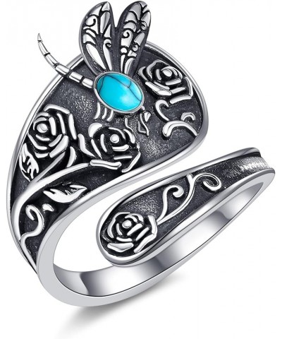 Hummingbird/Mushroom/Dragonfly/Sunflower Spoon Ring Sterling Silver Spoon Jewelry Gifts for Women Dragonfly8 $15.80 Rings