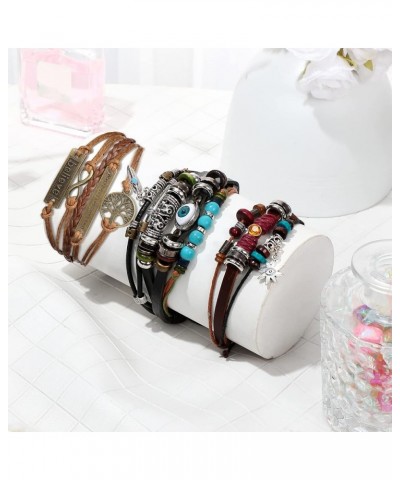 3 Pieces Multilayer Woven Leather Bracelets Western Bracelets Gifts for Women Beaded Bohemia Bracelet Evil Eye Boho Handmade ...