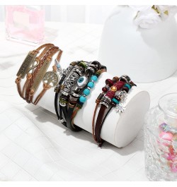 3 Pieces Multilayer Woven Leather Bracelets Western Bracelets Gifts for Women Beaded Bohemia Bracelet Evil Eye Boho Handmade ...