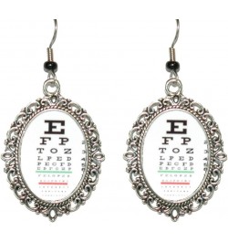 Silver Tone Oval Framed Eye Chart Dangle Earrings (OR002) $9.85 Earrings