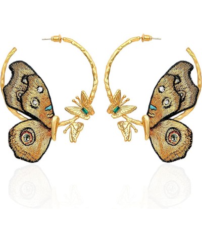 Butterfly Earrings for Women, Gold Hoop Earrings, Dangle Fashion Statement Hypoallergenic Earrings Girls Butterfly Wings Gift...