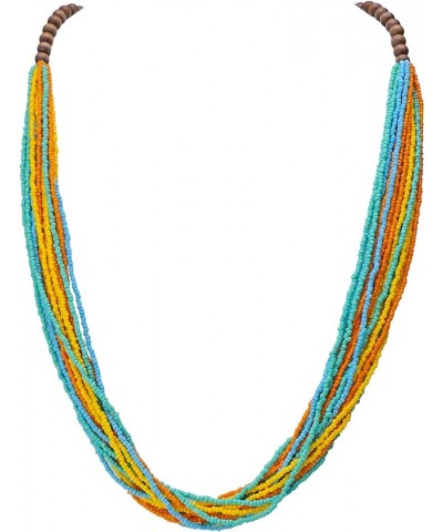 Long Multiple Row Handmade Beaded Statement Necklace with Gift Box (NK-10407) Orange Mint Soda $12.41 Jewelry Sets