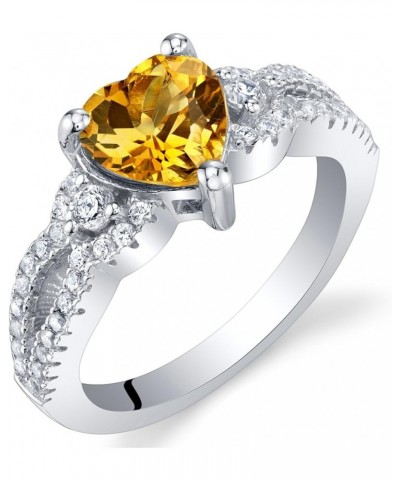 925 Sterling Silver Heart Soulmate Ring for Women, Heart Shape, Various Gemstones, Sizes 5 to 9 Citrine $26.51 Rings