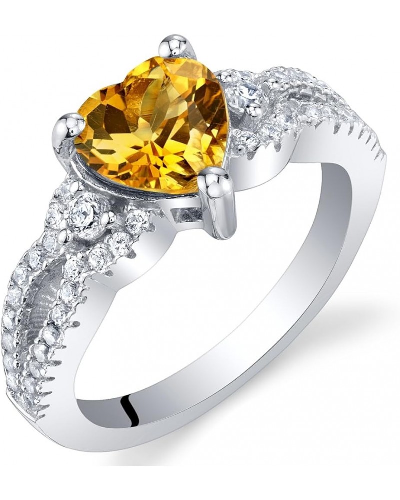 925 Sterling Silver Heart Soulmate Ring for Women, Heart Shape, Various Gemstones, Sizes 5 to 9 Citrine $26.51 Rings