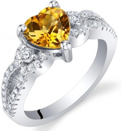 925 Sterling Silver Heart Soulmate Ring for Women, Heart Shape, Various Gemstones, Sizes 5 to 9 Citrine $26.51 Rings