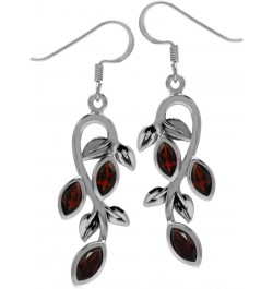 Marquise Shape Gemstones 925 Sterling Silver Leaf Vintage Inspired Dangle Earrings Jewelry for Women natural red garnet $15.8...